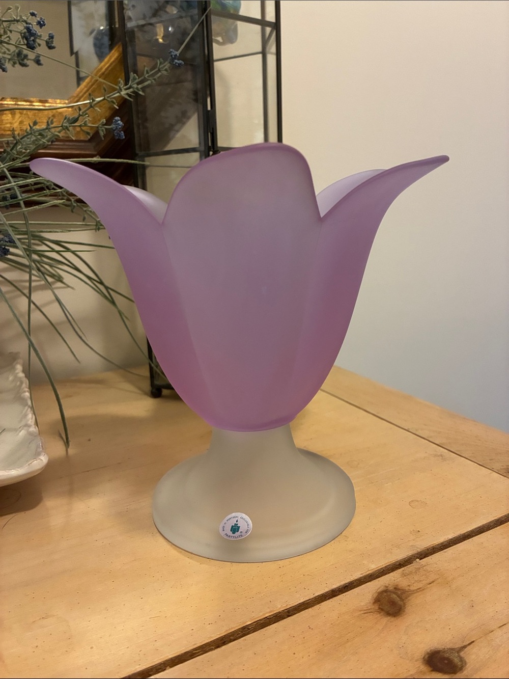Purple Tulip Glass Votive Holder -
Party light, 7” tall